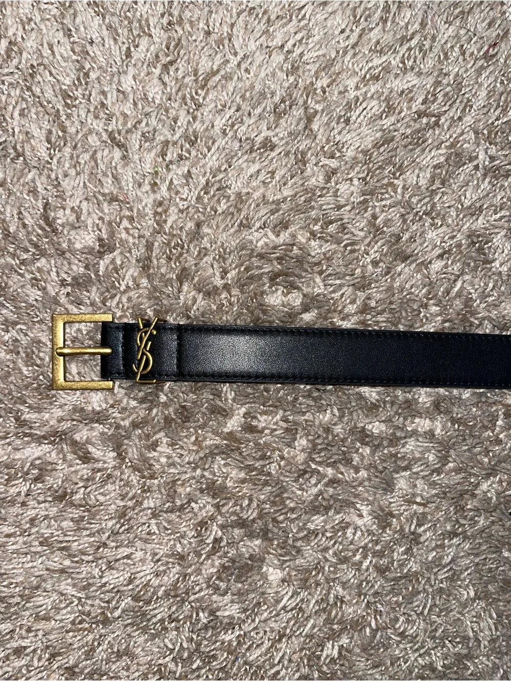 Saint Laurent Black Leather womans Belt with Gold Hardware